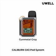 UWELL CALIBURN GK3 OPEN POD KIT Gunmetal Gray Salt Nic Devices UWELL CALIBURN GK3 OPEN POD KIT | Downtown Smokes N Vapes