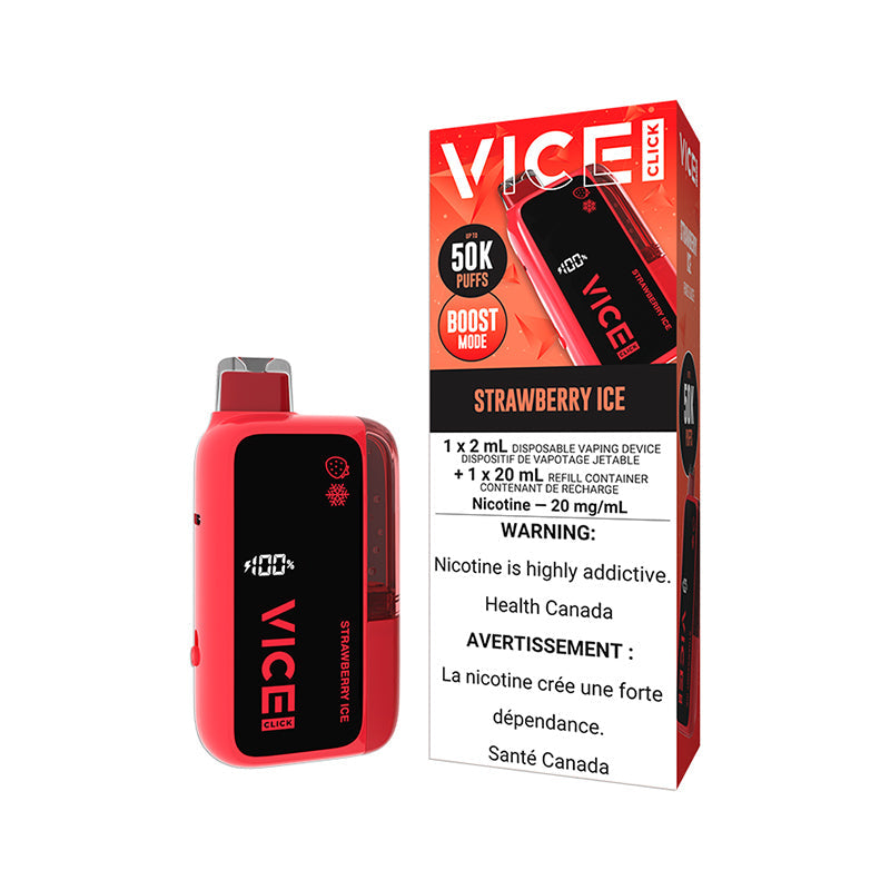 VICE CLICK 50K Disposable Vape Strawberry Ice / 20MG Disposables VICE CLICK 50K Disposable Vape | Downtown Smokes N