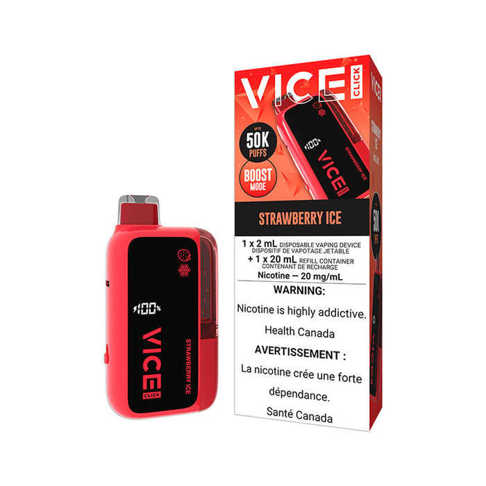 VICE CLICK 50K Disposable Vape Strawberry Ice / 20MG Disposables VICE CLICK 50K Disposable Vape | Downtown Smokes N